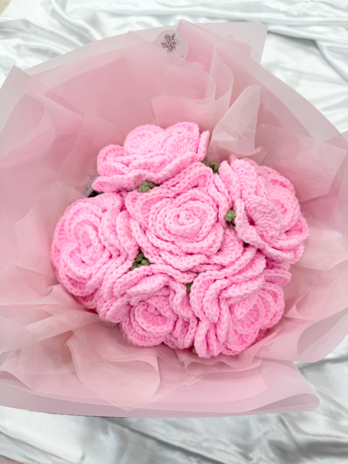 Pink Crochet Roses 6pc Pink Rose Bouquet – crochetbyc